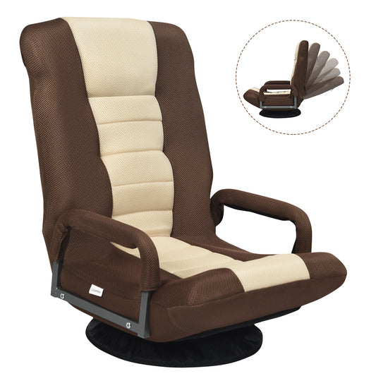 Livsk costway 6 standen verstelbare vloerstoel draaibare vloerstoel gamestoel meditatiestoel 61 87 x 55 x 75 cm beige bruin