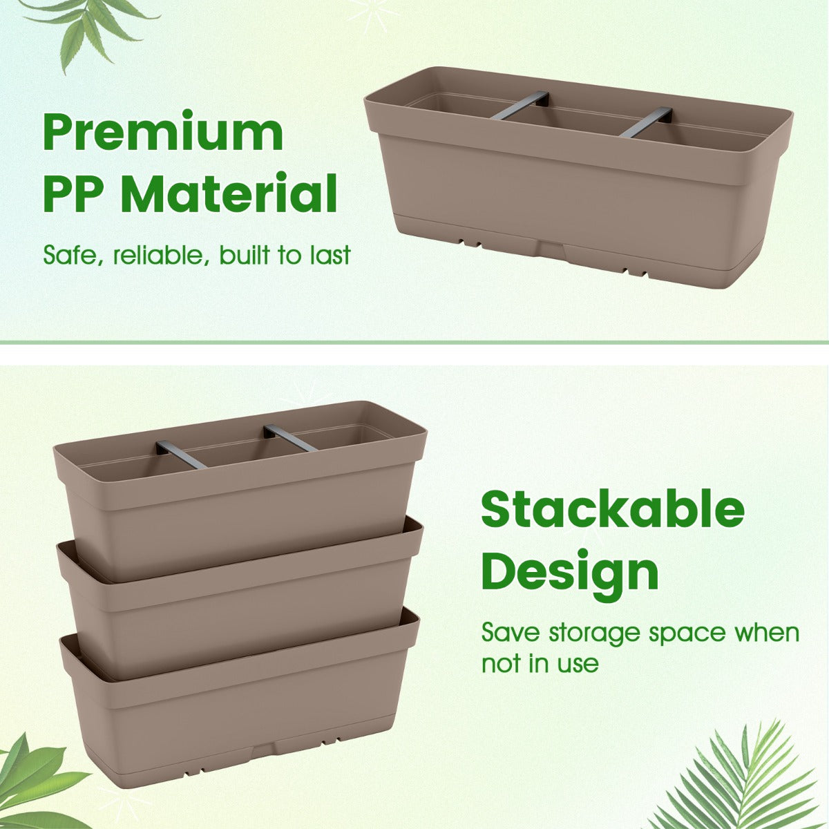 LIVSK Verticaal Verhoogd Tuinbed - Set van 6 Plantenbakken - Duurzaam PP - Slim Drainsysteem - Eenvoudige Montage - Grijs