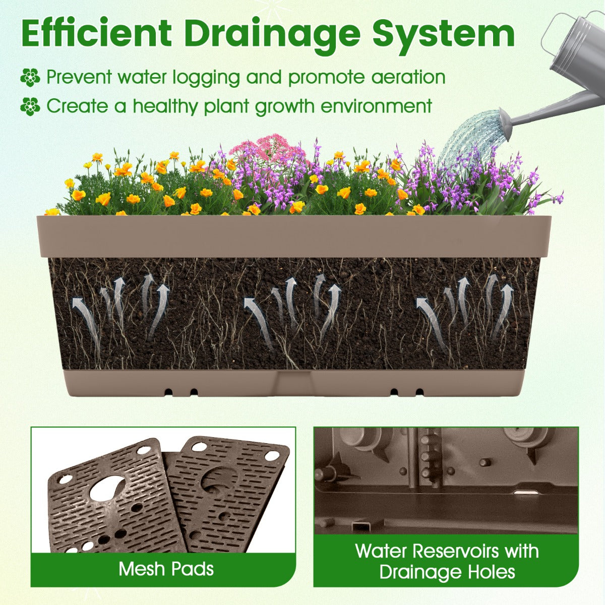 LIVSK Verticaal Verhoogd Tuinbed - Set van 6 Plantenbakken - Duurzaam PP - Slim Drainsysteem - Eenvoudige Montage - Grijs