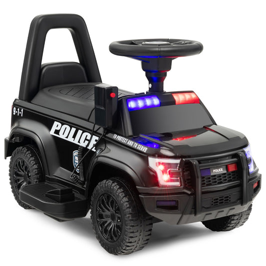 LIVSK Elektrische Politiespeelgoedauto - Waarschuwingslichten - Megafoon - Multimediaspeler - 62 x 44 x 43 cm - Zwart