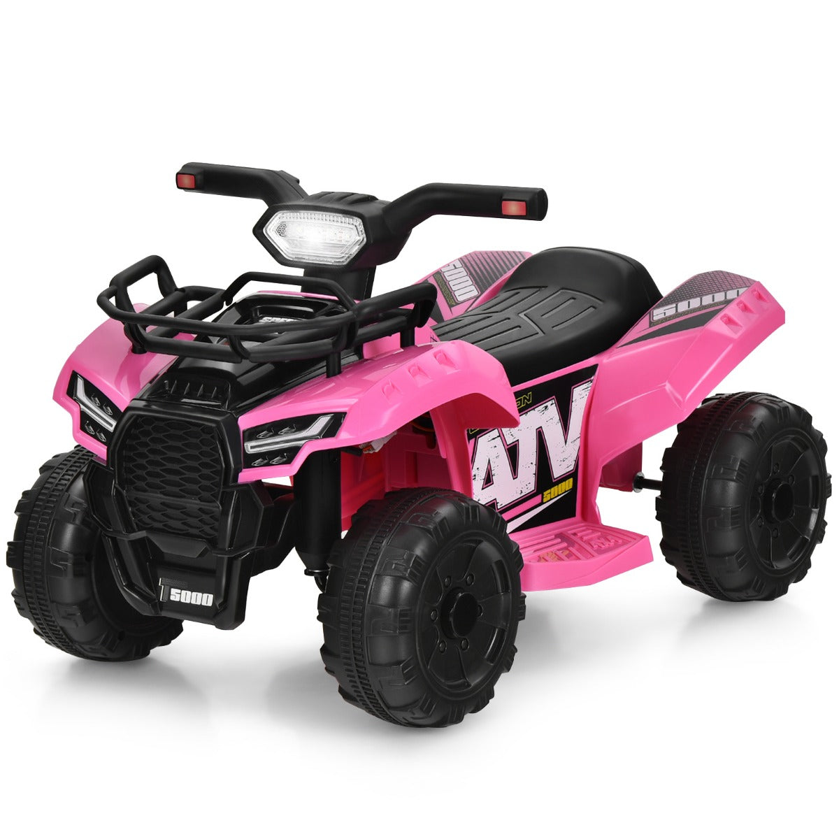 Livsk costway 6 v elektrische kinderquad mini elektrische quad met muziek claxon en led koplamp kinderquad 2 km h voor peuters vanaf 18 maanden roze