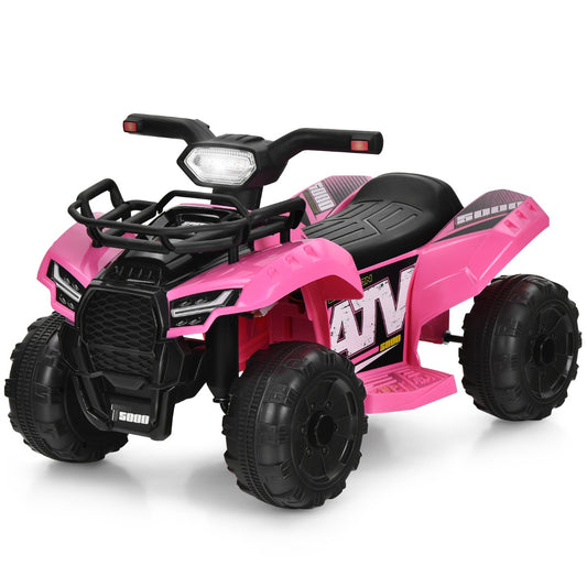 Livsk costway 6 v elektrische kinderquad mini elektrische quad met muziek claxon en led koplamp kinderquad 2 km h voor peuters vanaf 18 maanden roze