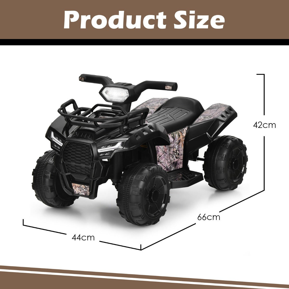 LIVSK Kinderquadbike - Duurzaam Met Metalen Frame - LED Koplamp - Muziek - Tot 20 kg - Voor 18-36 Maanden - Zwart