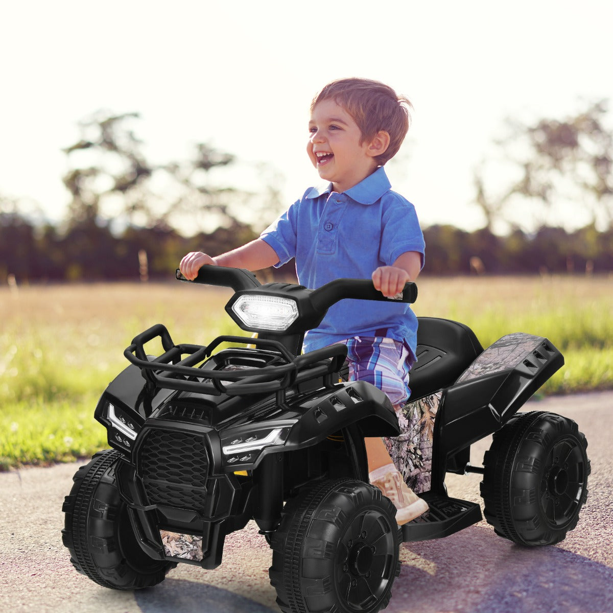 LIVSK Kinderquadbike - Duurzaam Met Metalen Frame - LED Koplamp - Muziek - Tot 20 kg - Voor 18-36 Maanden - Zwart