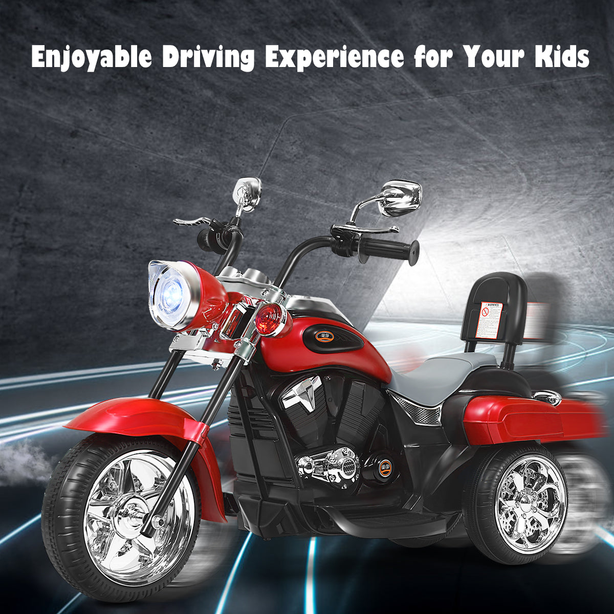 LIVSK Chopper Stijl Motorfiets voor Kinderen - 3-Wielstructuur - Vooruit/Achteruit - Heldere Koplamp & Muziek - 91 x 48 x 64 cm -