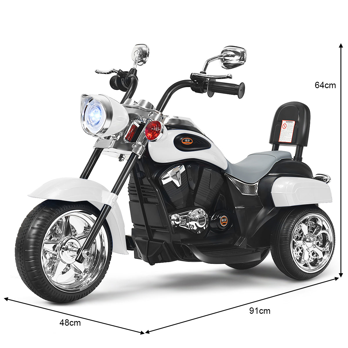LIVSK Chopper Stijl Motorfiets - 3-wiel ontwerp - Verstelbare koplamp - Ingebouwde muziek - Voor kinderen vanaf 3 jaar - Zoals