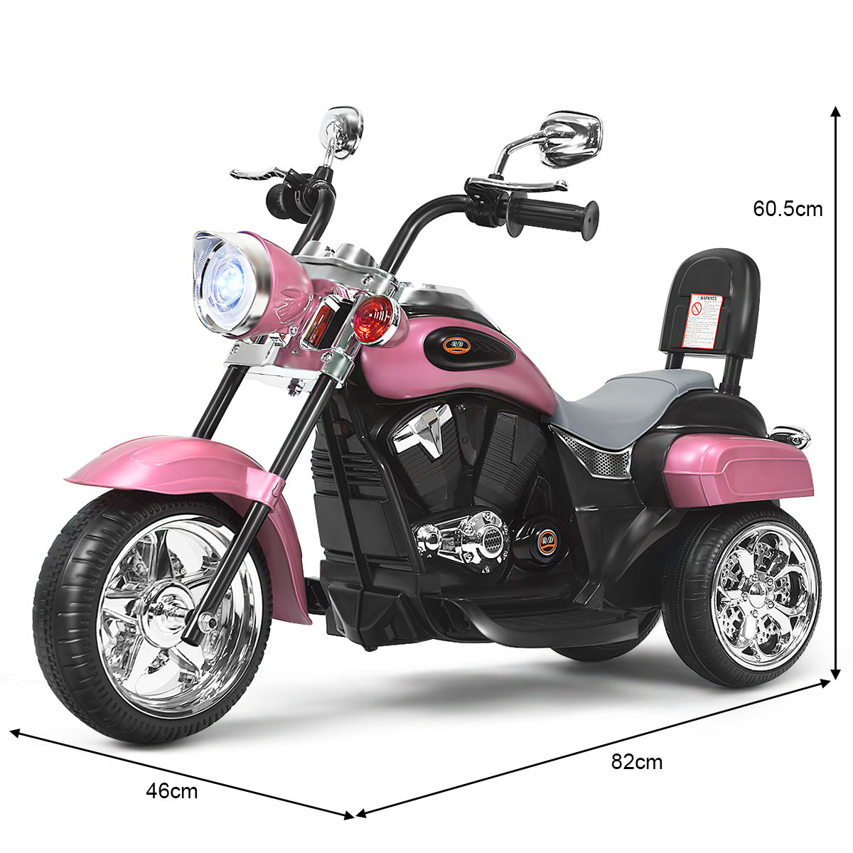 LIVSK Batterij-aangedreven Chopper Motorfiets - 3-wiel ontwerp - Heldere Koplamp - Ingebouwde Muziek - Voor Kinderen - 91 x 48 x