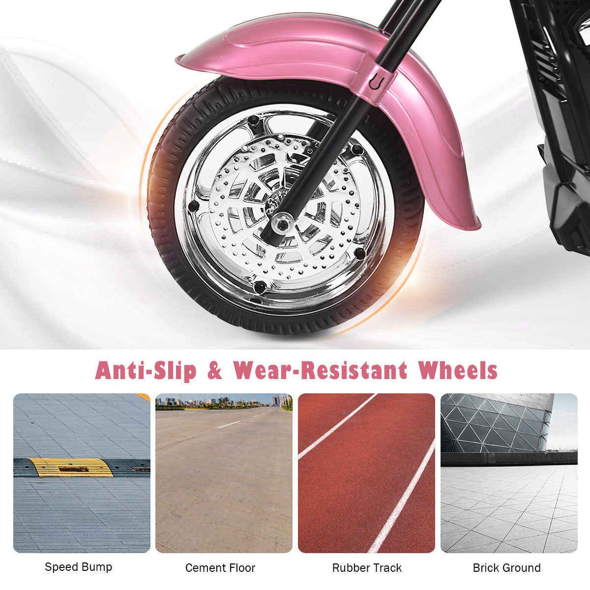 LIVSK Batterij-aangedreven Chopper Motorfiets - 3-wiel ontwerp - Heldere Koplamp - Ingebouwde Muziek - Voor Kinderen - 91 x 48 x