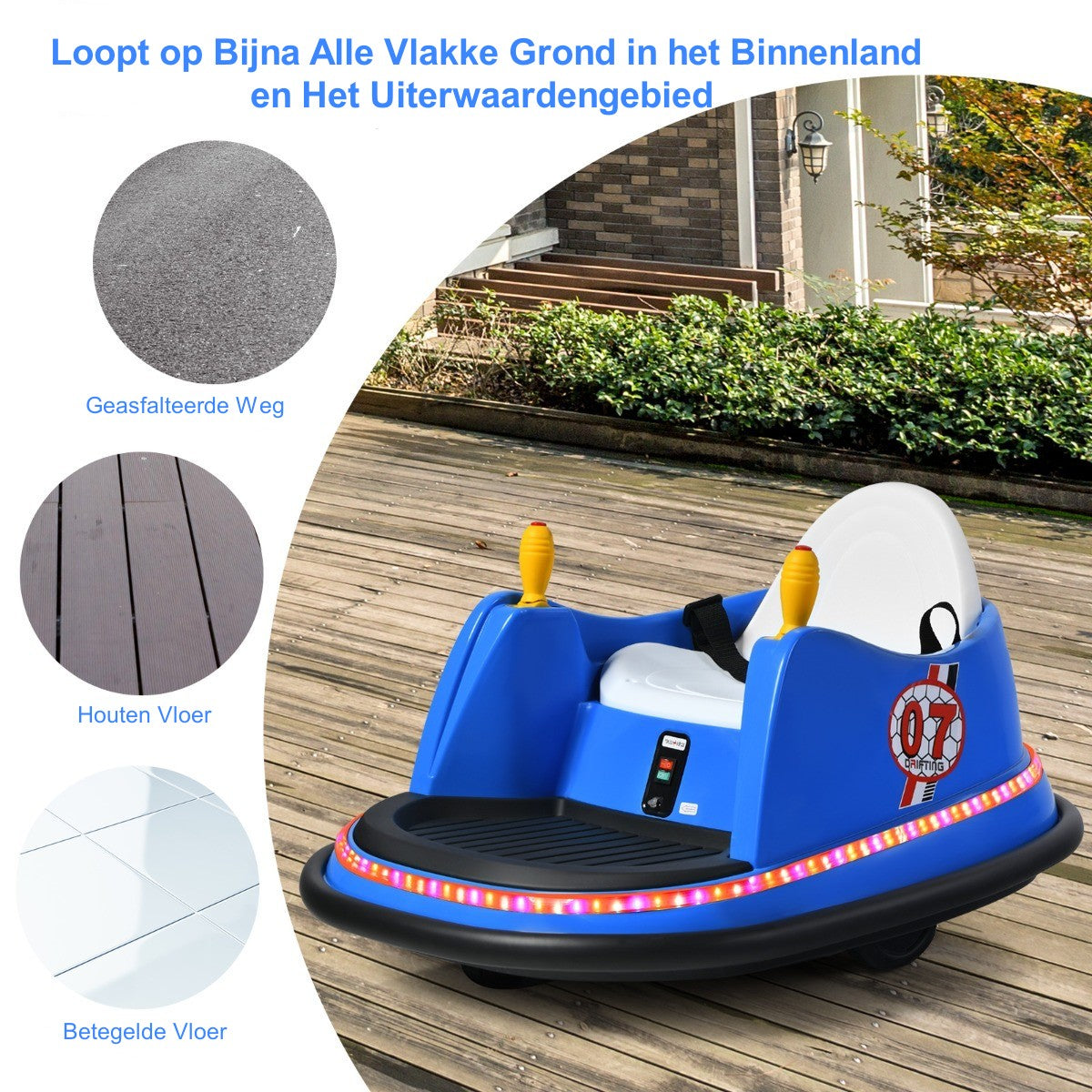 LIVSK Elektrische Botsauto - Interactieve Joysticks - Afstandsbediening - Veiligheidsbumper - Tot 20 kg - 57 x 75 x 42 cm - Blauw