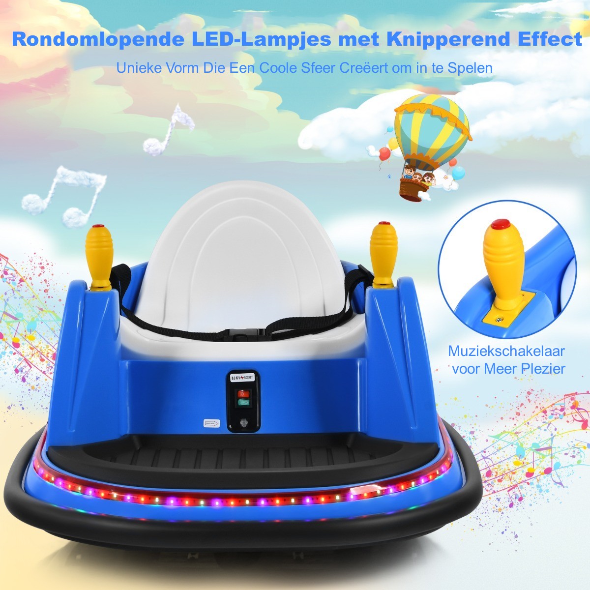 LIVSK Elektrische Botsauto - Interactieve Joysticks - Afstandsbediening - Veiligheidsbumper - Tot 20 kg - 57 x 75 x 42 cm - Blauw