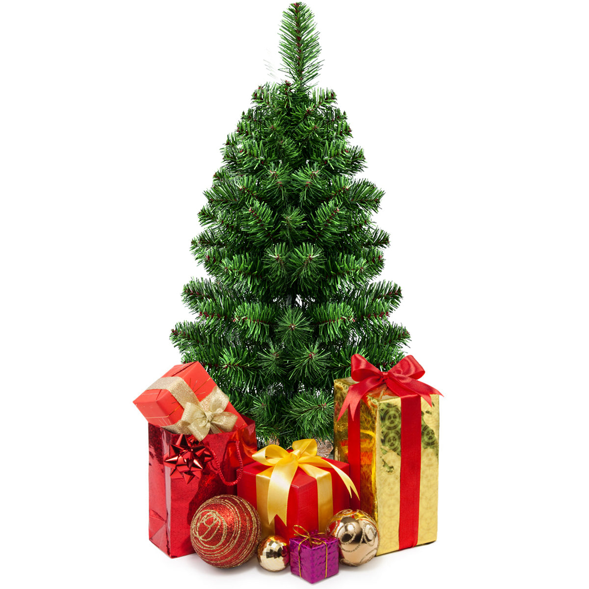 LIVSK Kunstkerstboom met Cementvoet - Realistisch Uiterlijk met 67/96 Takken - Onderhoudsvriendelijk - Groen - 90 cm