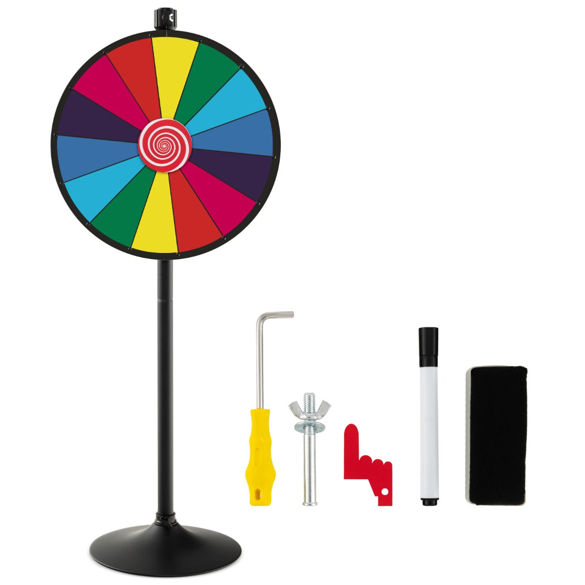 LIVSK Verstelbaar Loterijwiel - Tafel- en Vloergebruik - Droog Wisbaar - 14 Gekleurde Vlakken - 60 cm - Gekleurd