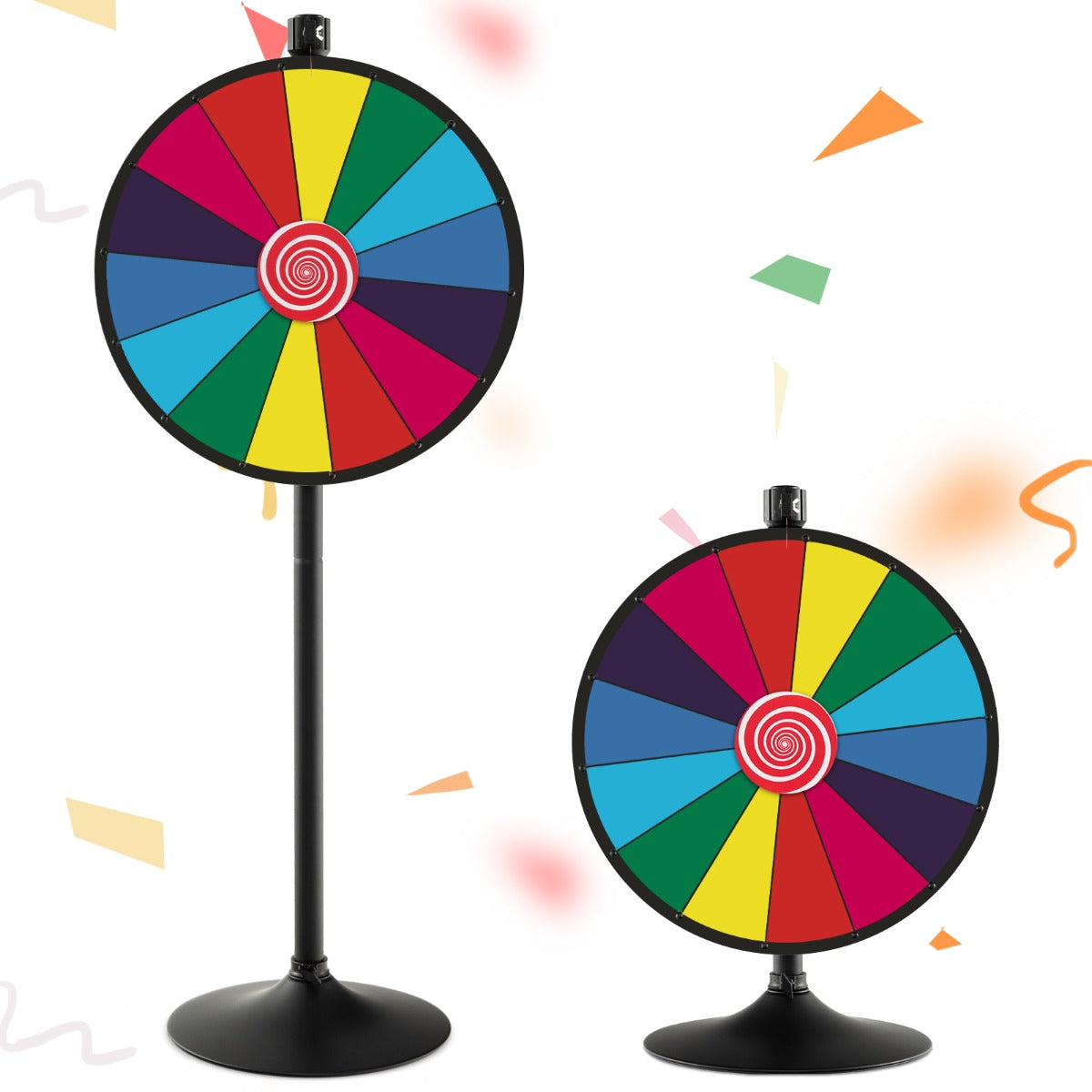 LIVSK Verstelbaar Loterijwiel - Tafel- en Vloergebruik - Droog Wisbaar - 14 Gekleurde Vlakken - 60 cm - Gekleurd
