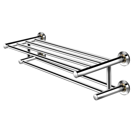 LIVSK Handdoekhouder - Wandmontage - Roestvrij staal - Waterdicht en roestbestendig - Tot 20 kg - 60 x 23 x 15 cm - Zilver