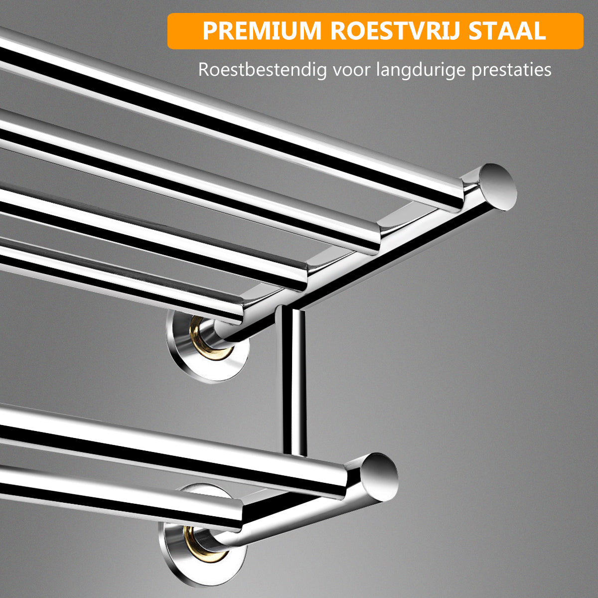 LIVSK Handdoekhouder - Wandmontage - Roestvrij staal - Waterdicht en roestbestendig - Tot 20 kg - 60 x 23 x 15 cm - Zilver