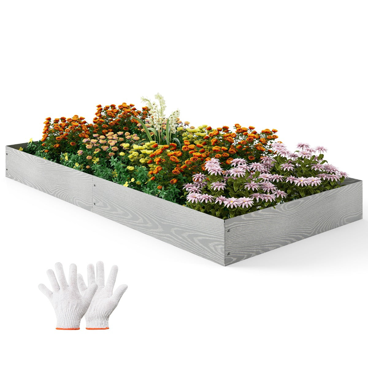 LIVSK Verhoogd Metalen Tuinbed - Flexibele Vormgeving - Roestbestendig - Eenvoudig Te Monteren - 600 cm - Zilver