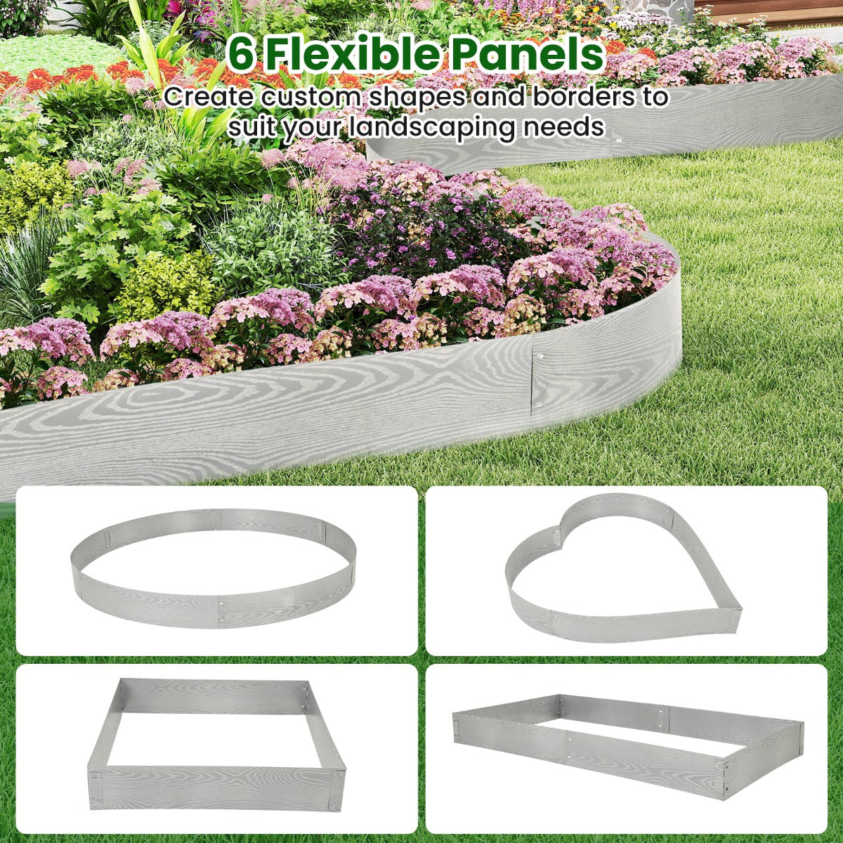 LIVSK Verhoogd Metalen Tuinbed - Flexibele Vormgeving - Roestbestendig - Eenvoudig Te Monteren - 600 cm - Zilver