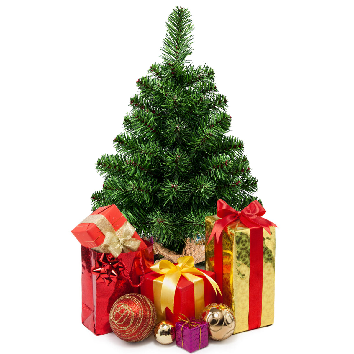 LIVSK Kunstkerstboom 60 cm - Levensechte PVC-Naalden - Volle Kroon met 67/96 Takken - Stevige Jutebasis - Groen