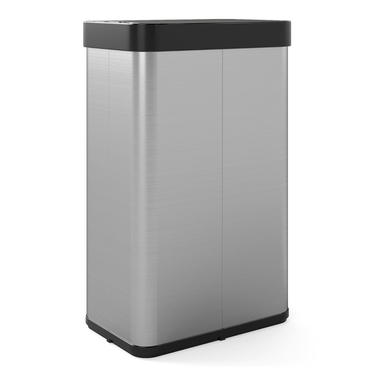 Livsk costway 60l sensor geactiveerde automatische afvalbak automatische open sluit functie metalen afvalbak met dubbelgevouwen deksel zilver 1 1