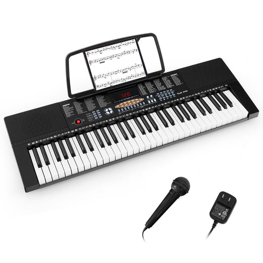 LIVSK Elektronisch Keyboard - 61 Toetsen - 300 Klankkleuren - 300 Ritmes - 3 Lesmodi - Draagbaar - Wit + Zwart