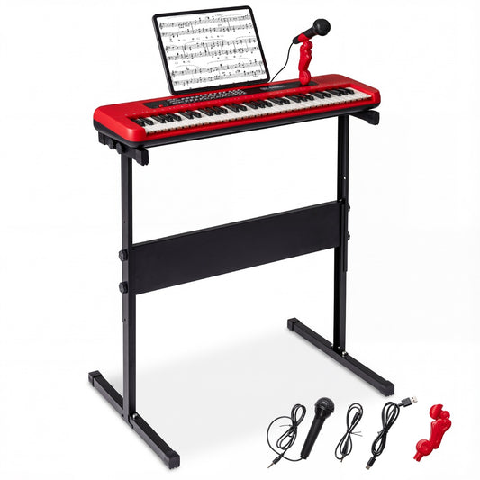 Livsk costway 61 toetsen kinderpiano keyboard voor binnengebruik compleet met verstelbare standaard microfoon en muziekstandaard rood