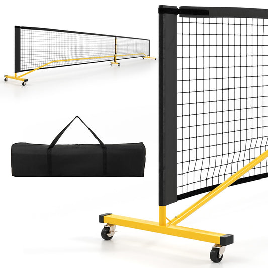LIVSK Pickleballnet Set - Draagbaar met 6 Wielen - Eenvoudige Montage zonder Gereedschap - PE-net - 674,5 x 60,5 x 91,5 cm -