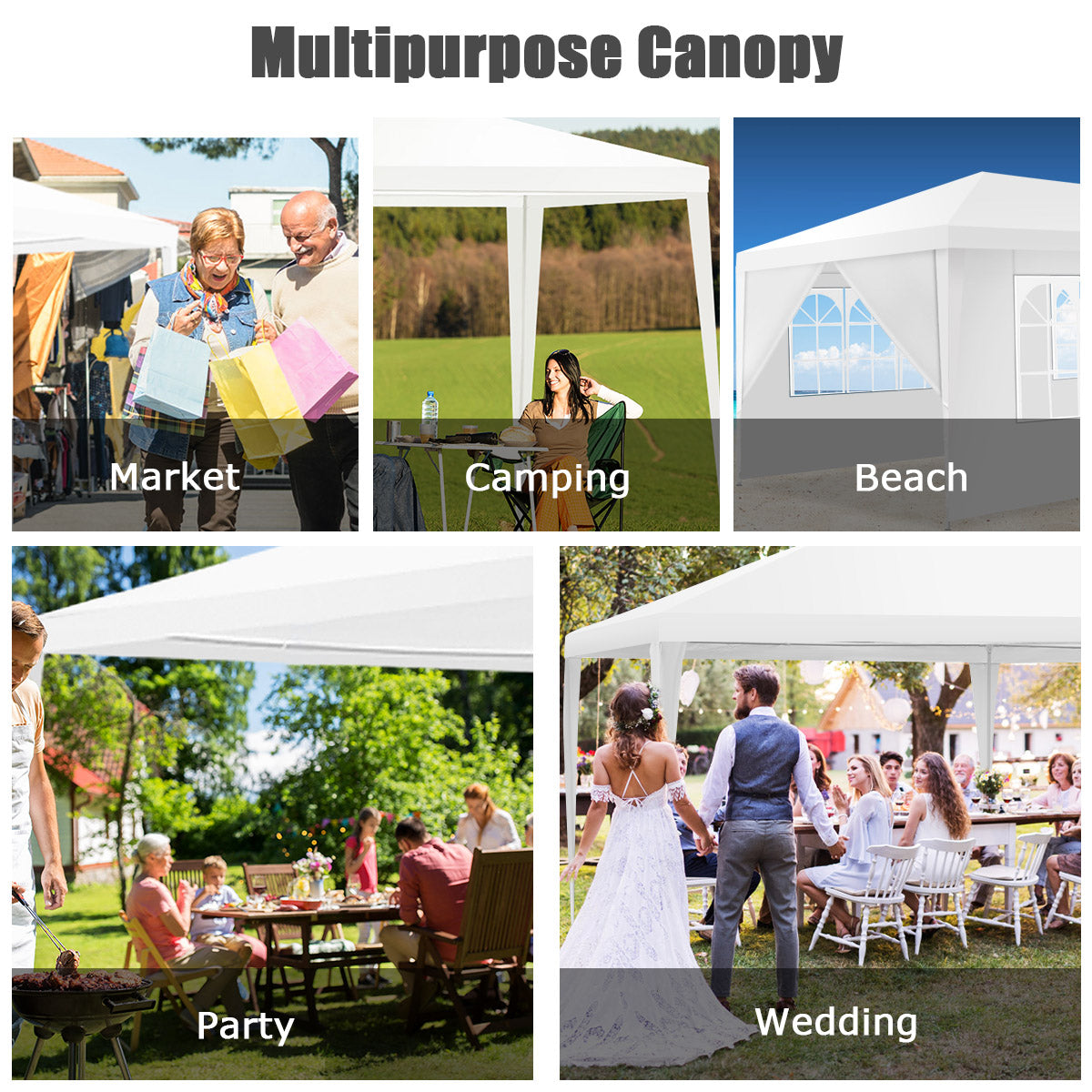 LIVSK Partytent Waterdicht - Stevig Stalen Frame - Verwijderbare Zijwanden - Voor 10-12 Personen - Eenvoudige Montage - Wit