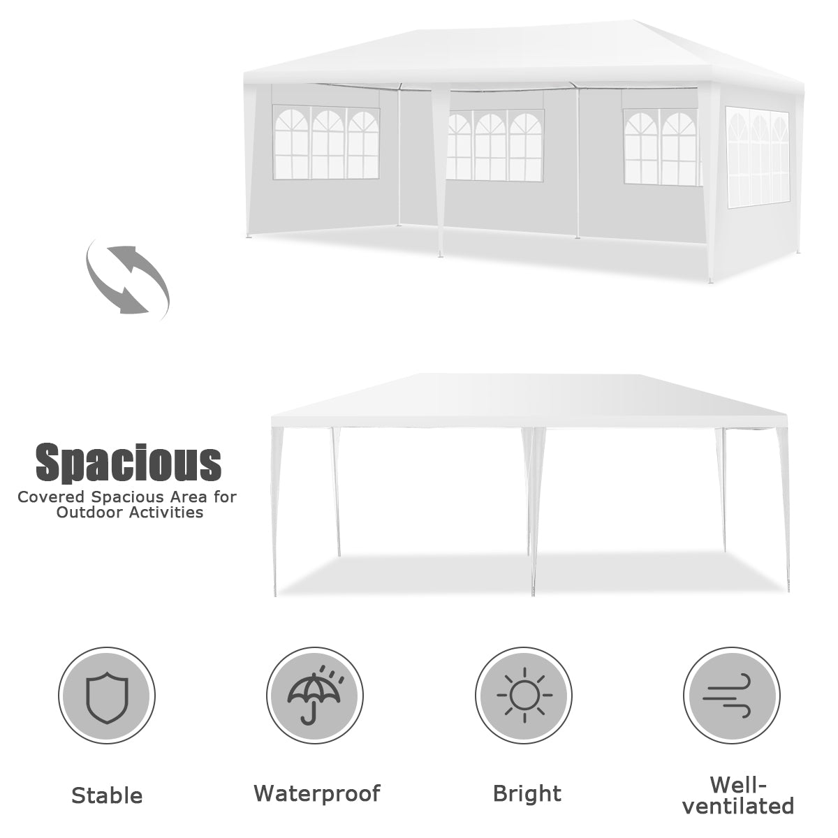 LIVSK Partytent Waterdicht - Stevig Stalen Frame - Verwijderbare Zijwanden - Voor 10-12 Personen - Eenvoudige Montage - Wit