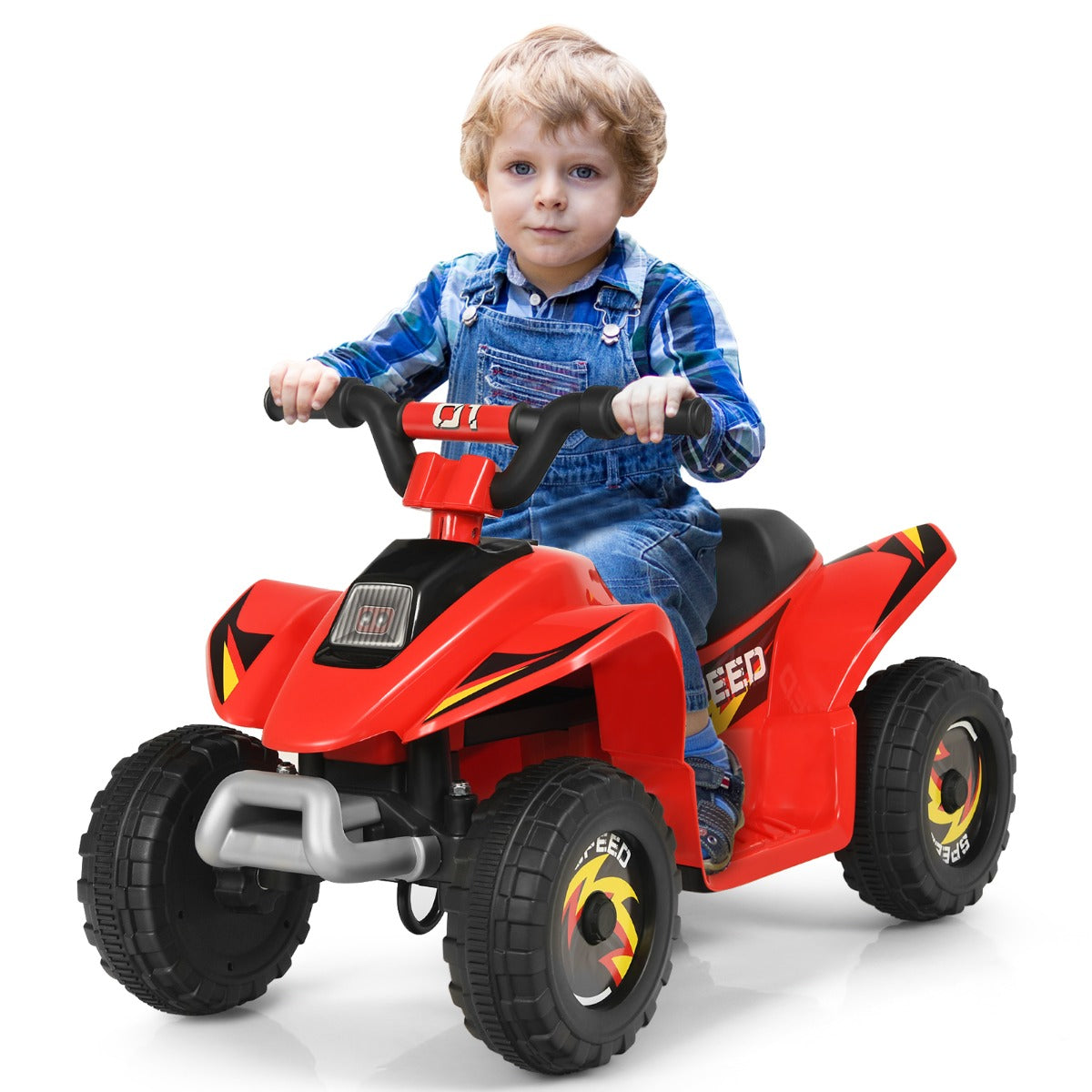 LIVSK Elektrische Quad ATV - Batterij Aangedreven - Vooruit/Achteruit Schakelaar - Slijtvaste Wielen - Tot 30 kg - Rood