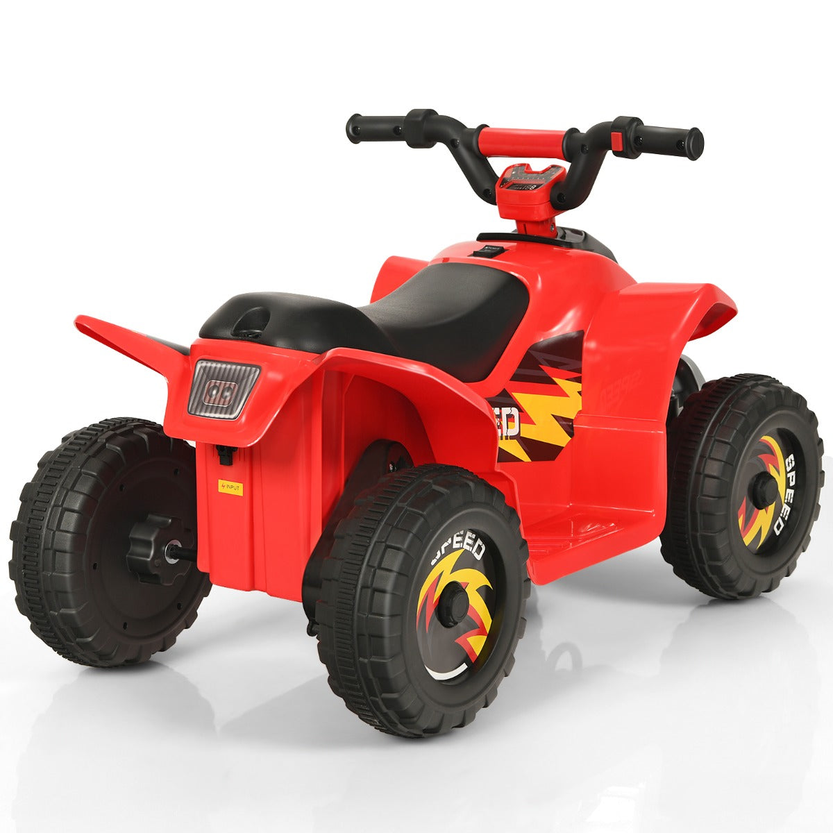 LIVSK Elektrische Quad ATV - Batterij Aangedreven - Vooruit/Achteruit Schakelaar - Slijtvaste Wielen - Tot 30 kg - Rood