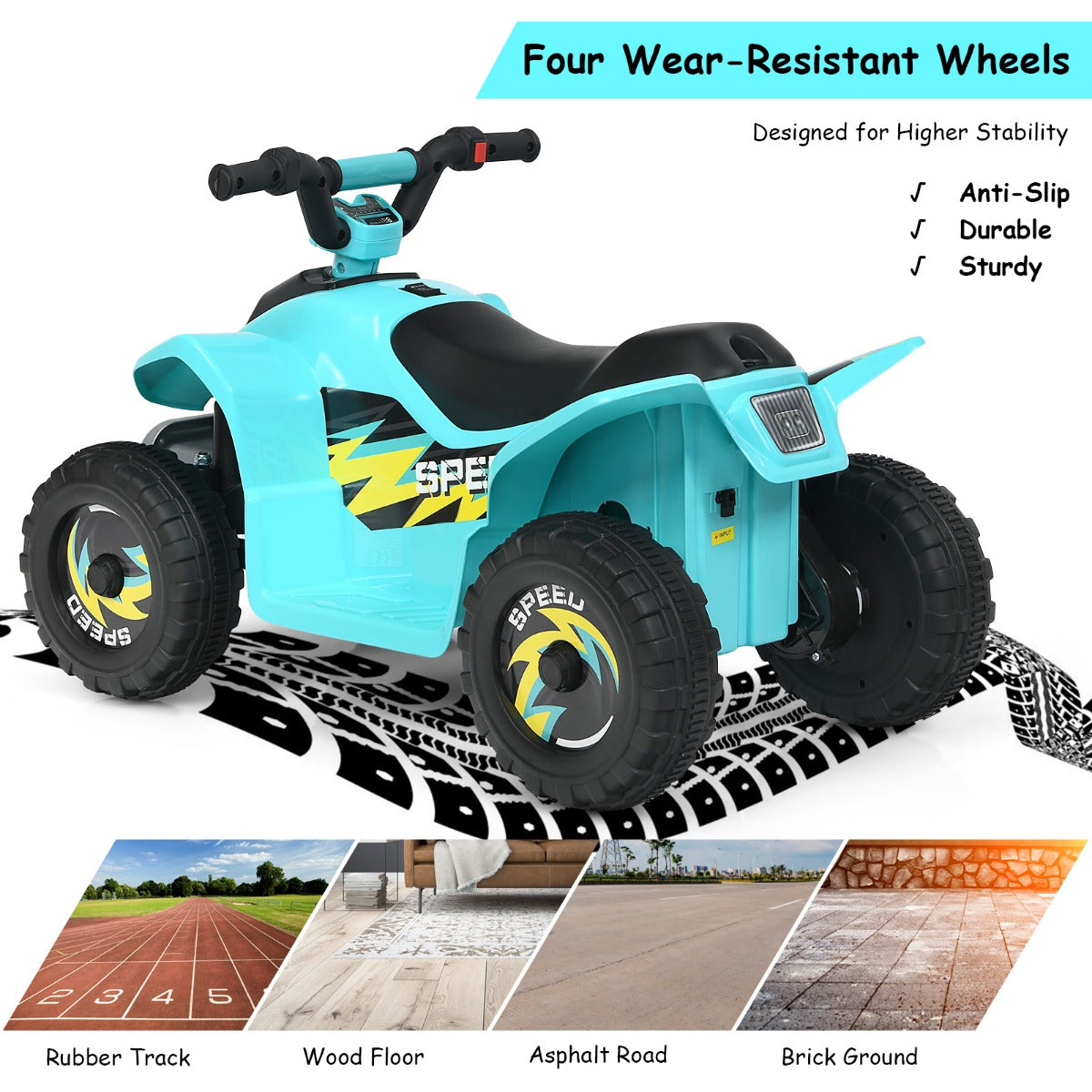 LIVSK Elektrische Quad ATV voor Kleuters - Batterij Aangedreven - Vooruit/Achteruit - Slijtvaste Wielen - Blauw