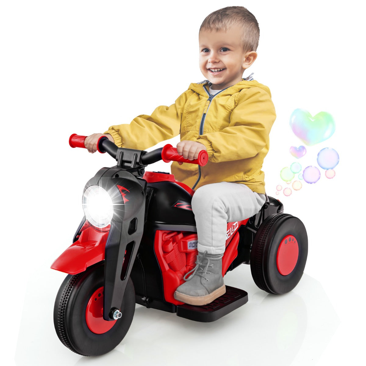LIVSK Elektrische Kindermotorfiets met Bellenmaker - Muziekschakelaar - LED-koplamp - Voor Kinderen vanaf 3 Jaar - Rood