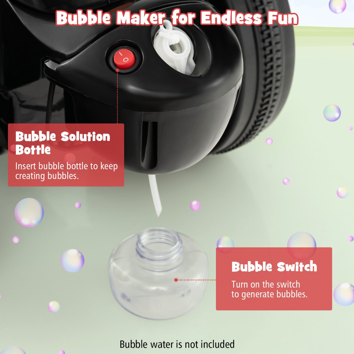 LIVSK Elektrische Kindermotorfiets met Bellenmaker - Muziekschakelaar - LED-koplamp - Voor Kinderen vanaf 3 Jaar - Rood