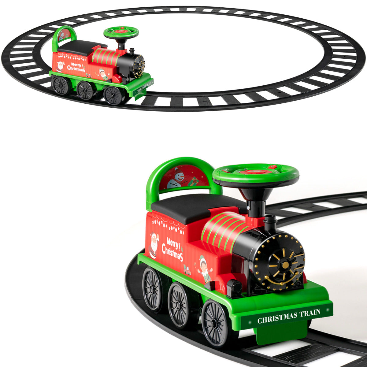 LIVSK Elektrische Kindertrein - Retrostijl - 16 Spoorstukken - Interactief Stuurwiel - Veilig Ontwerp - Groen