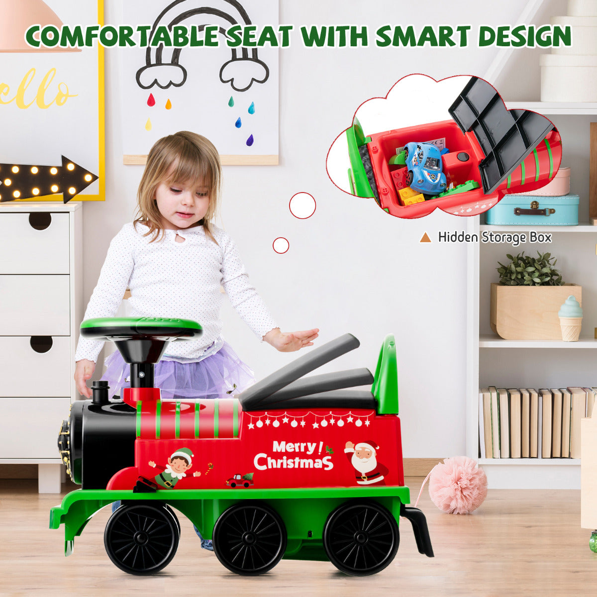 LIVSK Elektrische Kindertrein - Retrostijl - 16 Spoorstukken - Interactief Stuurwiel - Veilig Ontwerp - Groen