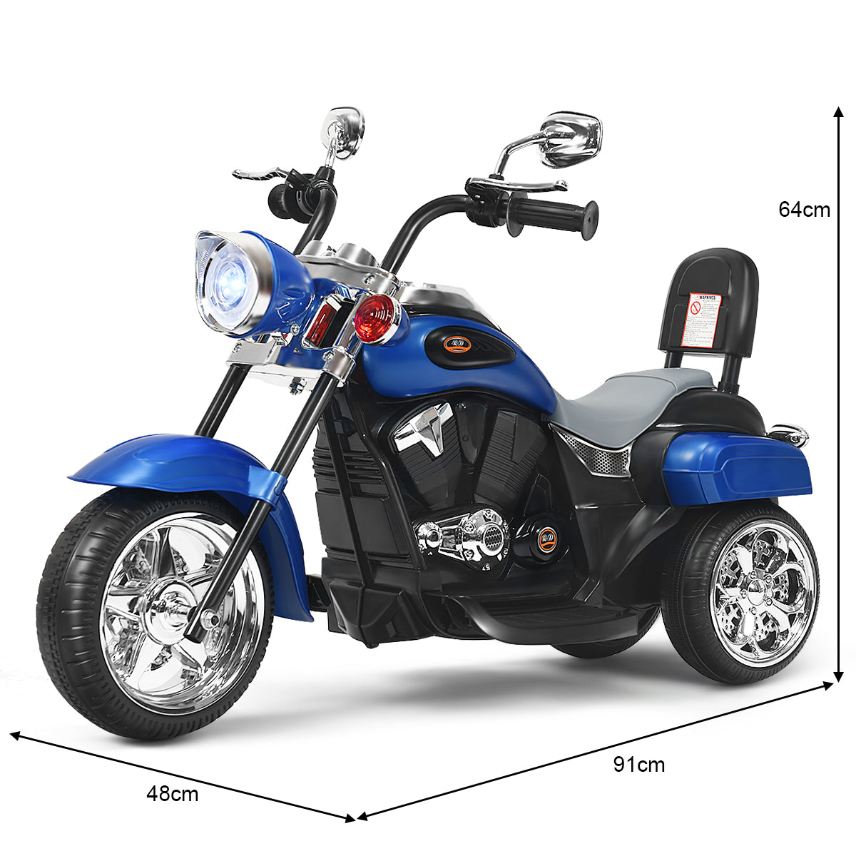 LIVSK Chopper Stijl Motorfiets - Vooruit/Achteruit Rijden - Heldere Koplamp - Ingebouwde Muziek - 91 x 48 x 64 cm - Zoals