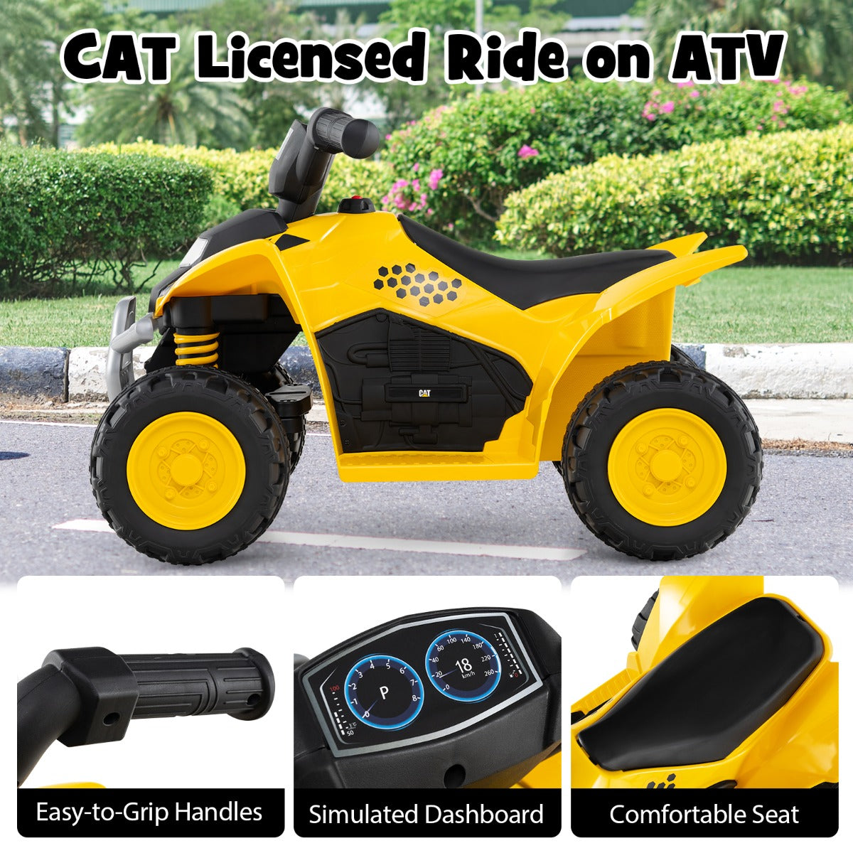 LIVSK Elektrische Quad voor Kinderen - 6V Motor met Claxon en LED-Licht - Veilig tot 25 kg - Voor 18-36 maanden - Geel