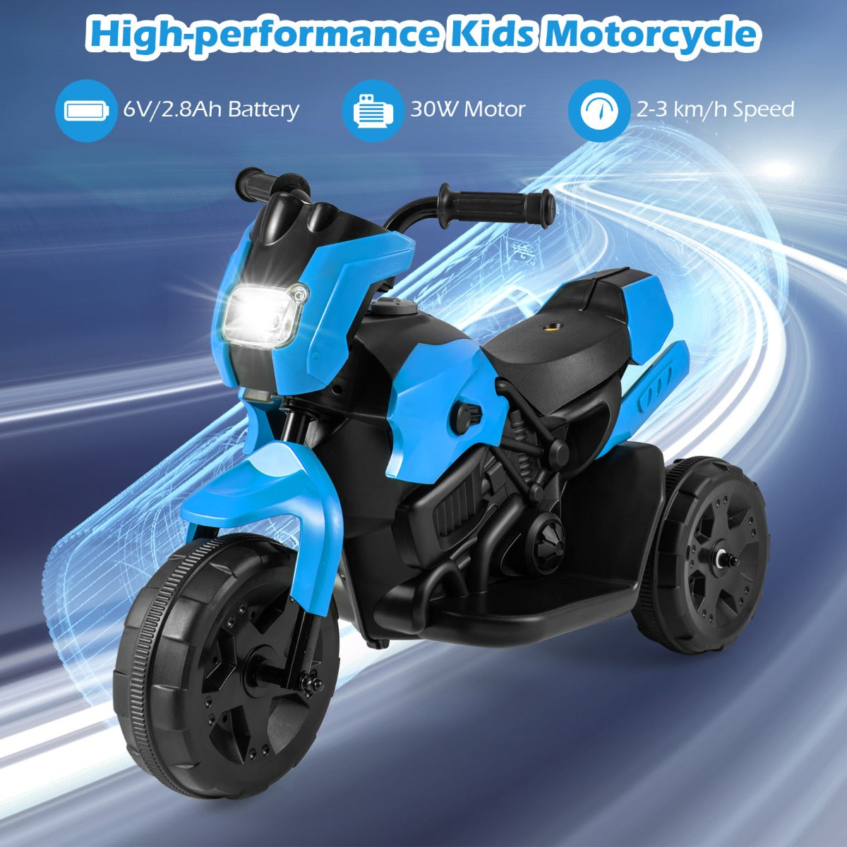 Livsk costway 6v kindermotorfiets batterijgevoede elektrische speelgoed voor jongens en meisjes van 37 72 maanden marineblauw 3