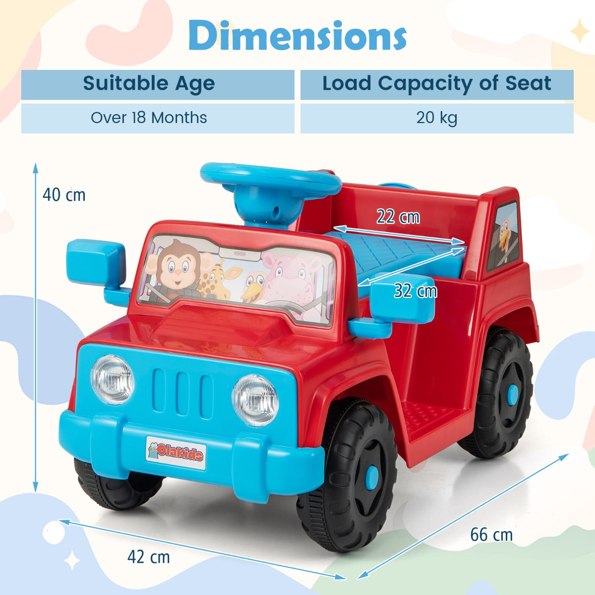 Livsk costway 6v kindervoertuig voor peuters speelgoedauto met geluidseffecten led verlichting en profielbanden kinderauto op batterijen rood 2