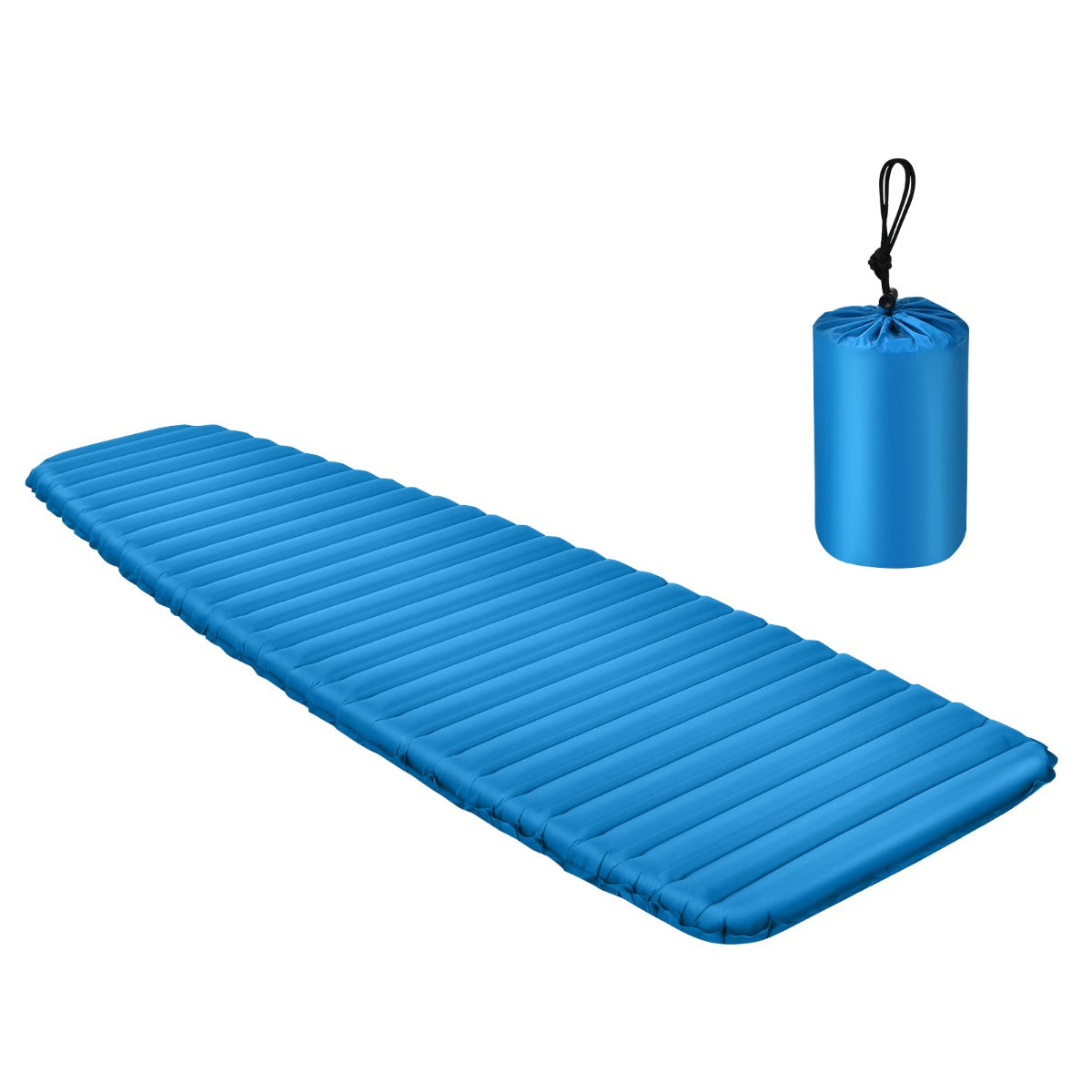 LIVSK Lichtgewicht Opblaasbaar Campingmatras - Waterdicht en Scheurvast - Draagvermogen 100 kg - 197 x 63 x 7 cm - Blauw