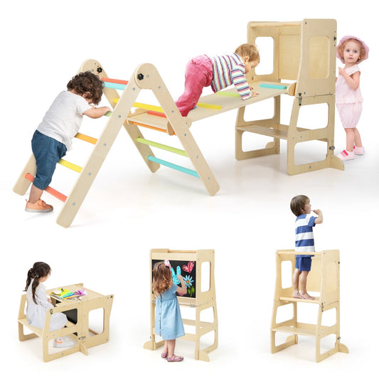 LIVSK 7-in-1 Klimset voor Kinderen - Glijbaan, Klimladder, Tunnel, Leertoren, Tekenbord - Voor 3-4 Jaar - Veelkleurig