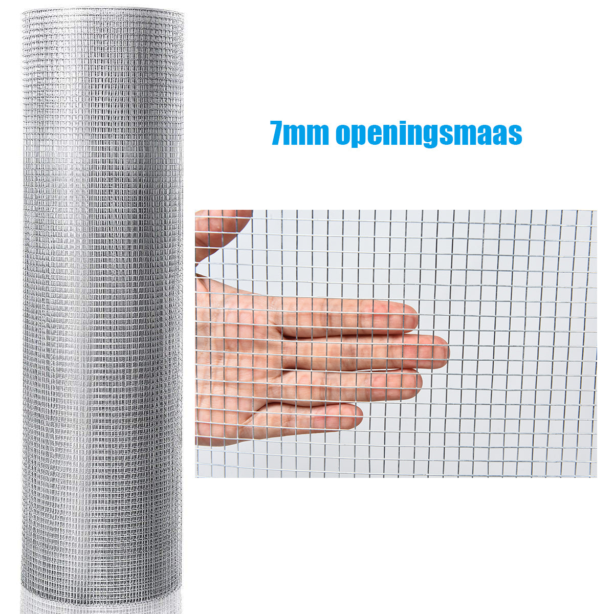 LIVSK Gegalvaniseerd Aluminium Kippengaas - Roestbestendig - Flexibel en Draagbaar - 7 mm Gaasgaten - 1 m x 15 m - Zilver