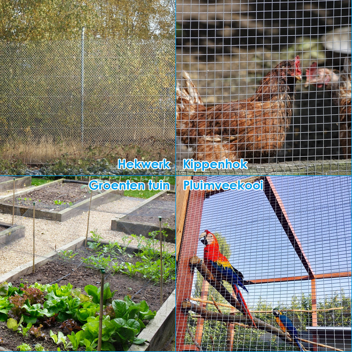 LIVSK Gegalvaniseerd Aluminium Kippengaas - Roestbestendig - Flexibel en Draagbaar - 7 mm Gaasgaten - 1 m x 15 m - Zilver