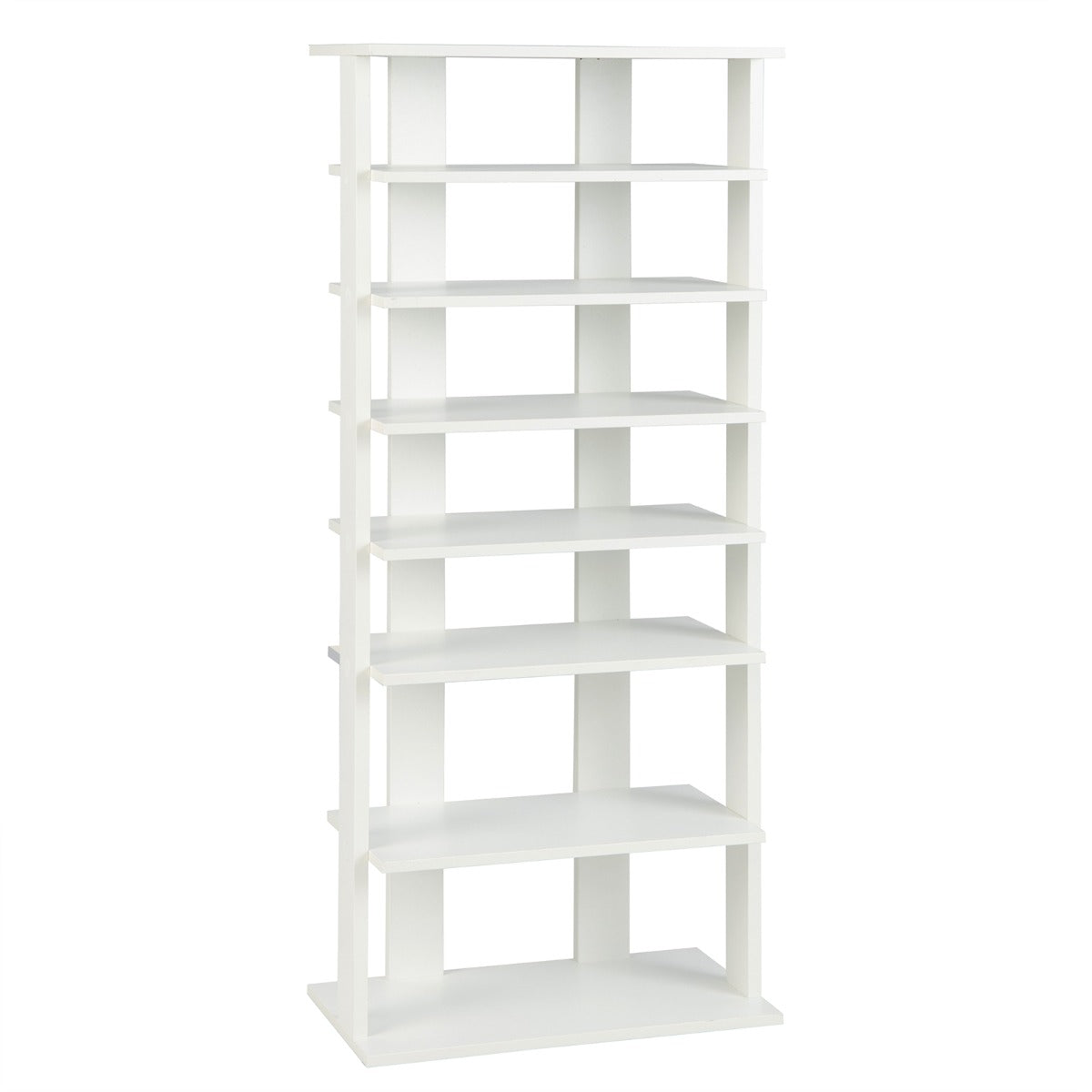 LIVSK Verticaal Schoenenrek - 7 Niveaus Dubbele Rij - Verwijderbare Planken - Ruimtebesparend - 47 x 25,5 x 110 cm - Wit