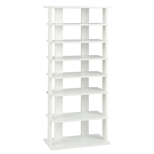LIVSK Verticaal Schoenenrek - 7 Niveaus Dubbele Rij - Verwijderbare Planken - Ruimtebesparend - 47 x 25,5 x 110 cm - Wit