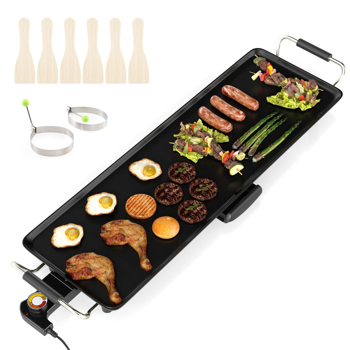 Livsk costway 70 cm elektrische grillplaat teppanyaki grill antiaanbaklaag bbq grill elektrogrill