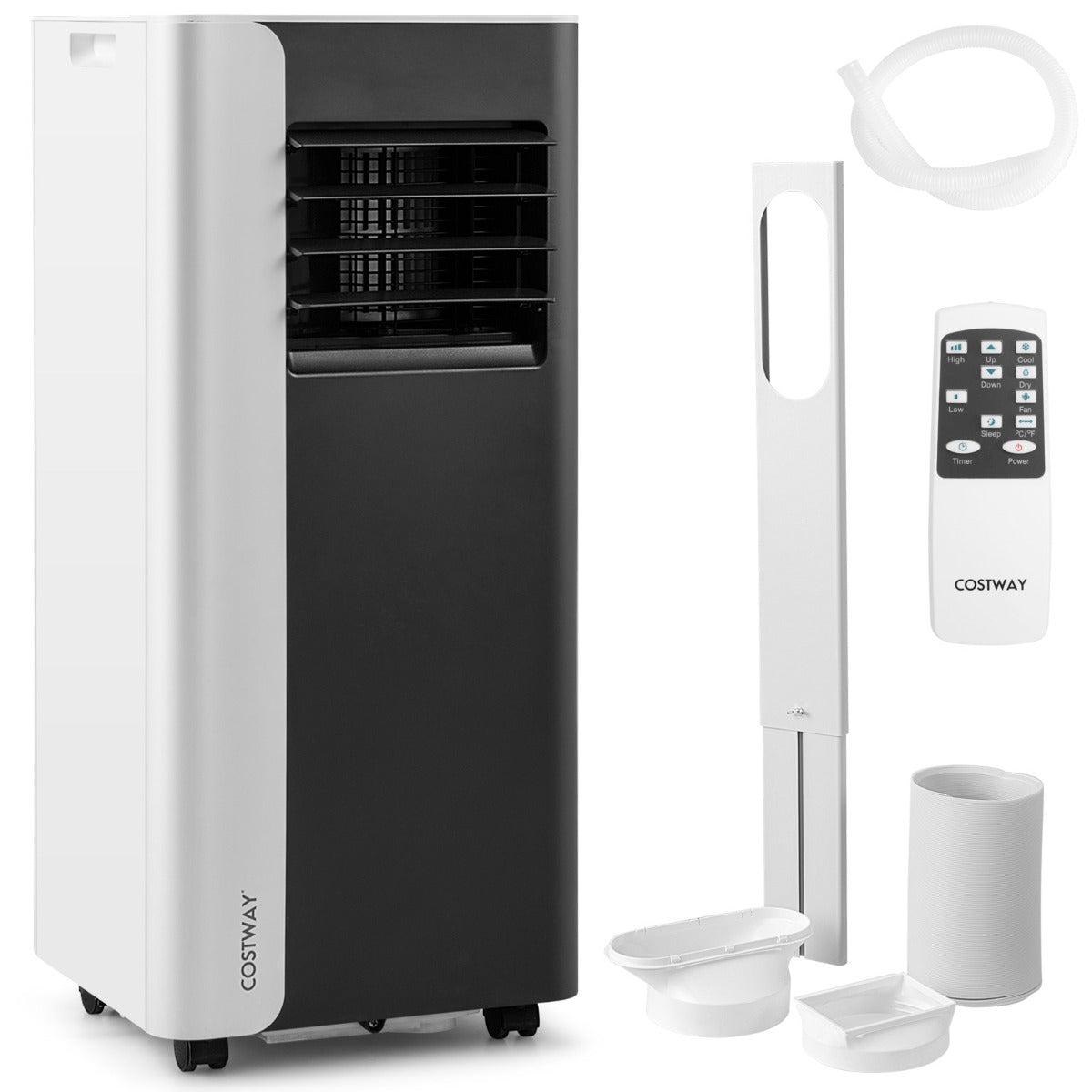 Livsk costway 7000 btu draagbare airconditioner 3 in 1 koelapparaat met ventilator en luchtontvochtiger stille vloereenheid met slaapmodus