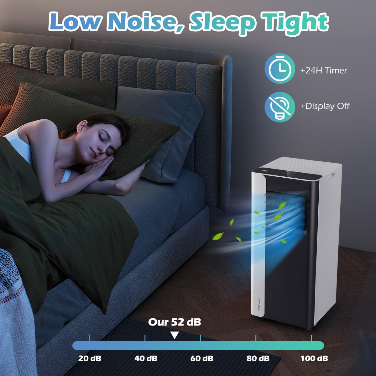 Livsk costway 7000 btu draagbare airconditioner 3 in 1 koelapparaat met ventilator en luchtontvochtiger stille vloereenheid met slaapmodus