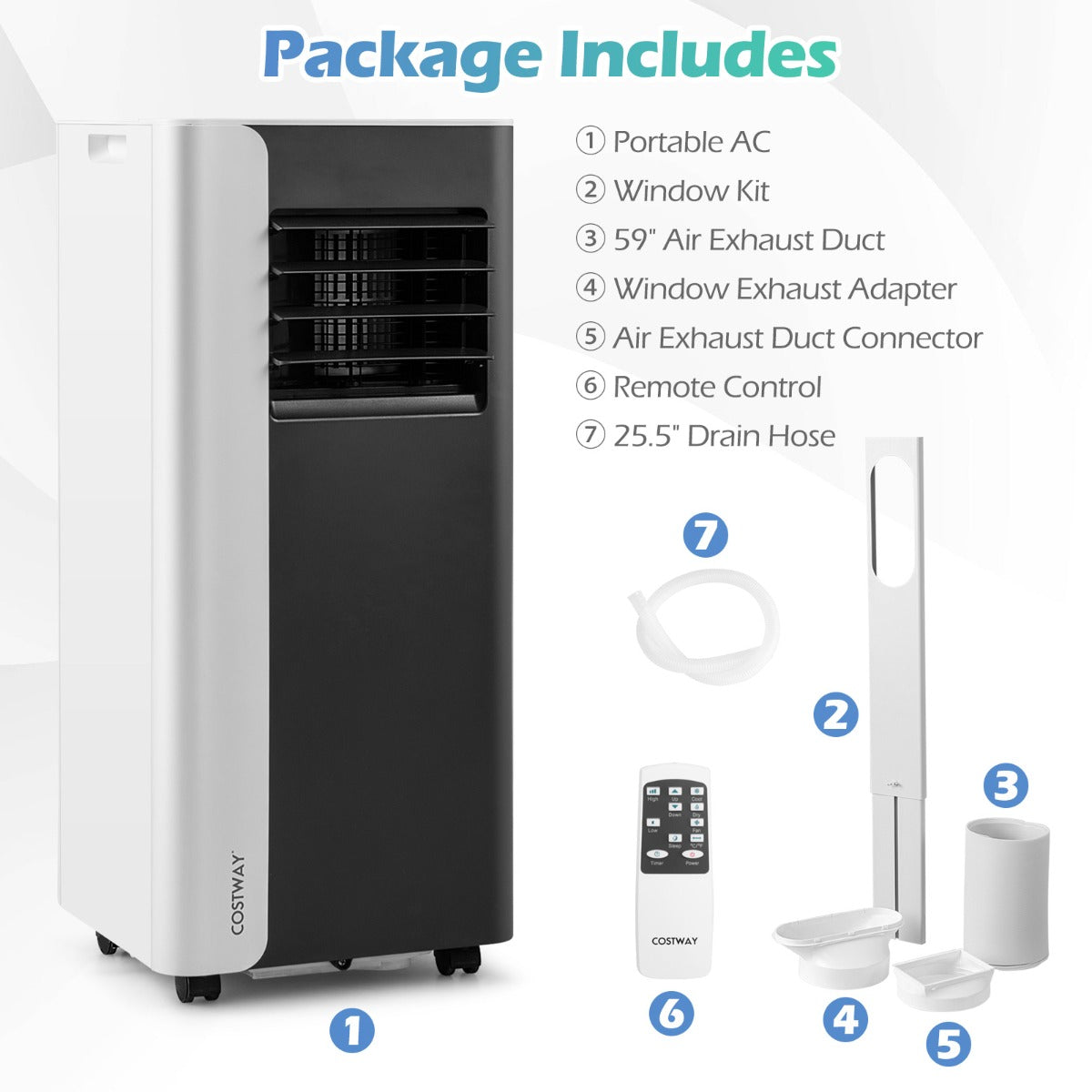Livsk costway 7000 btu draagbare airconditioner 3 in 1 koelapparaat met ventilator en luchtontvochtiger stille vloereenheid met slaapmodus