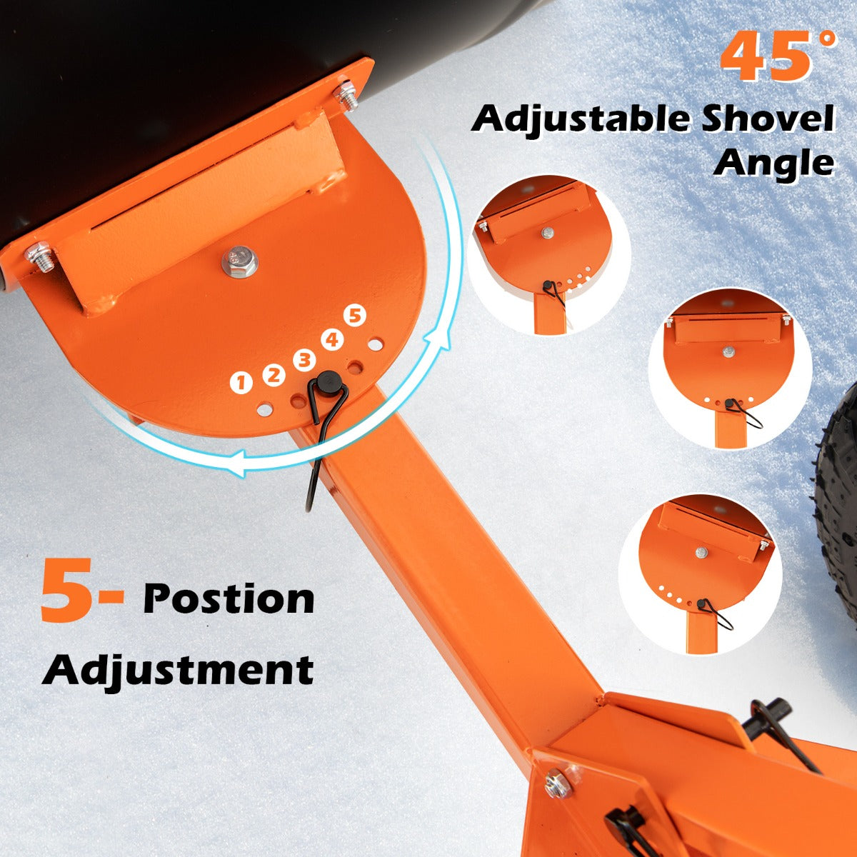 Livsk costway 74 cm metalen sneeuwschuiver met wielen 2